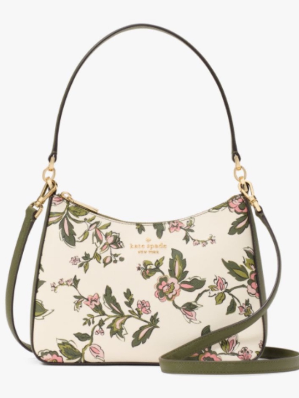 kate spade White Floral Shoulder Bag with Pink and Green Accents - Picture 7 of 7